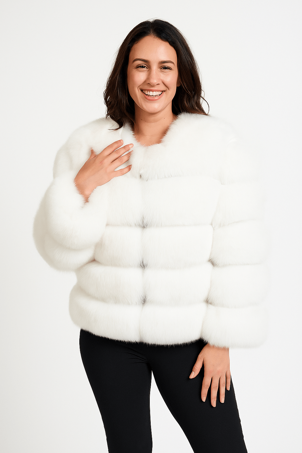 Veste Fourrure Synthétique Élégante Hiver