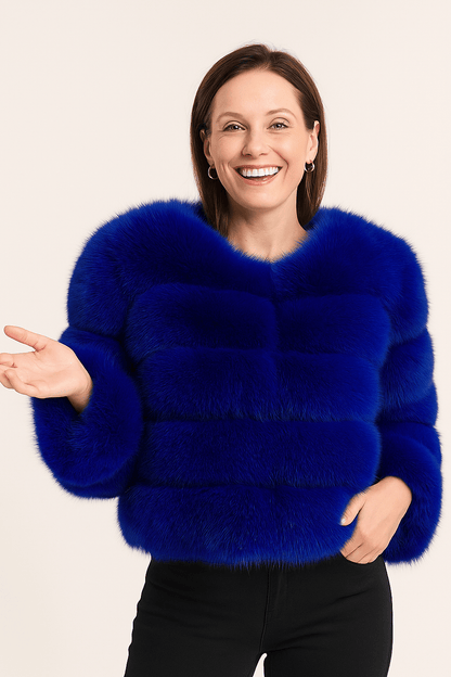 Veste Hivernale Douillette Court Manteau Fourrure Synthétique Féminine
