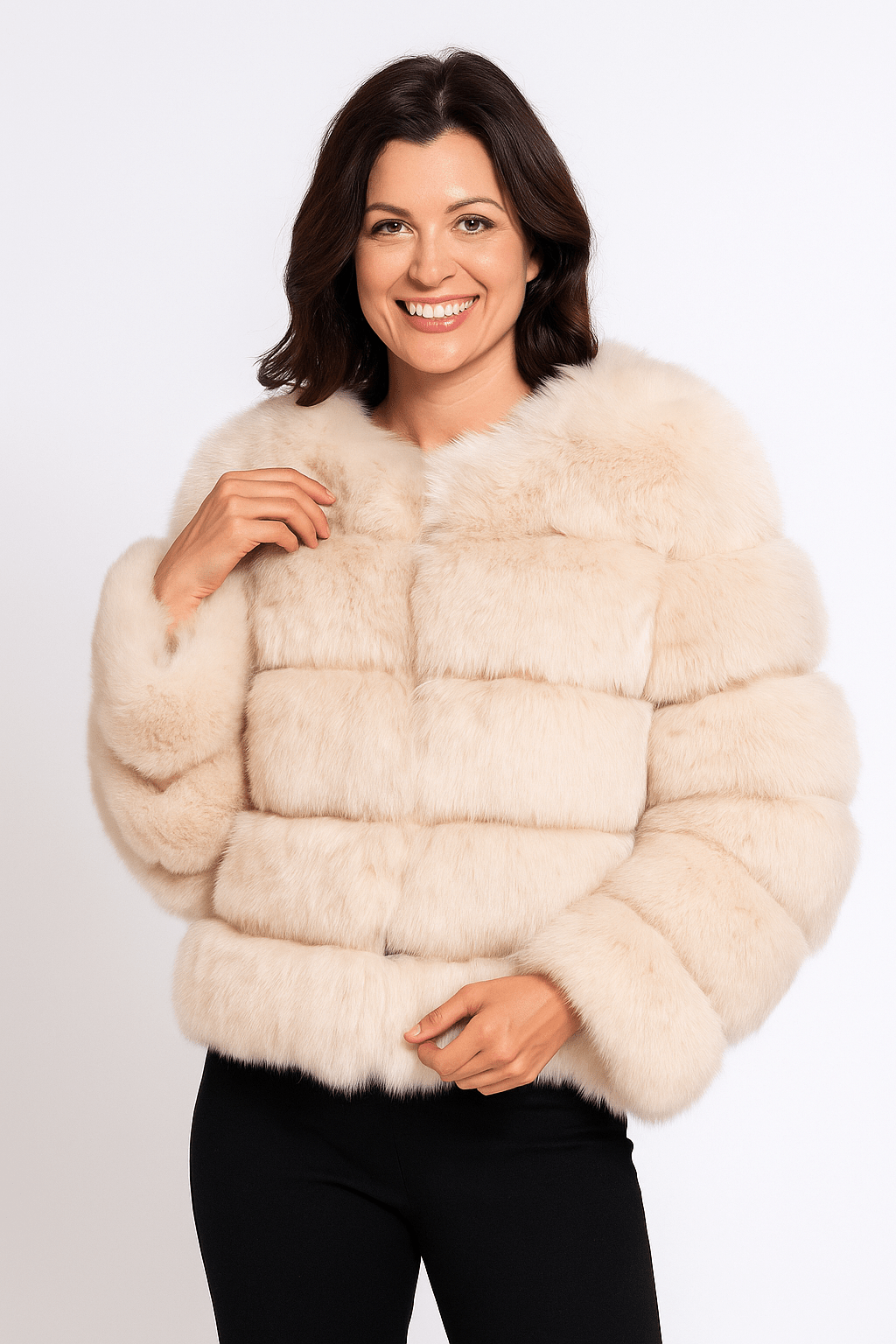 Veste Fourrure Synthétique Élégante Hiver