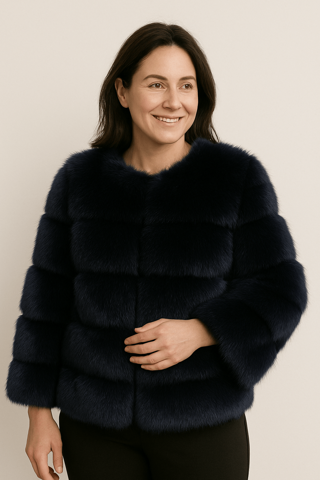Veste Fourrure Synthétique Élégante Hiver