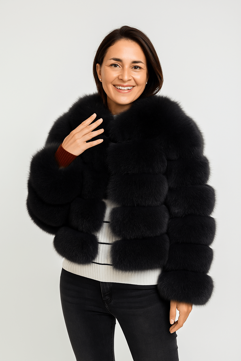 Veste Fourrure Synthétique Élégante Hiver