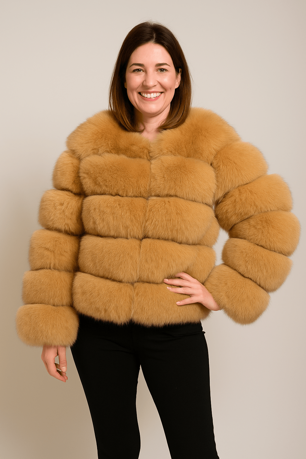 Veste Hivernale Douillette Court Manteau Fourrure Synthétique Féminine