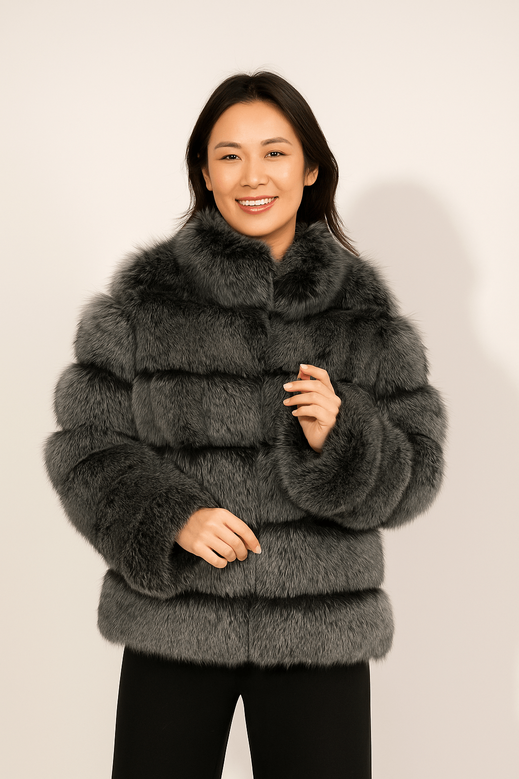 Veste Hivernale Douillette Court Manteau Fourrure Synthétique Féminine