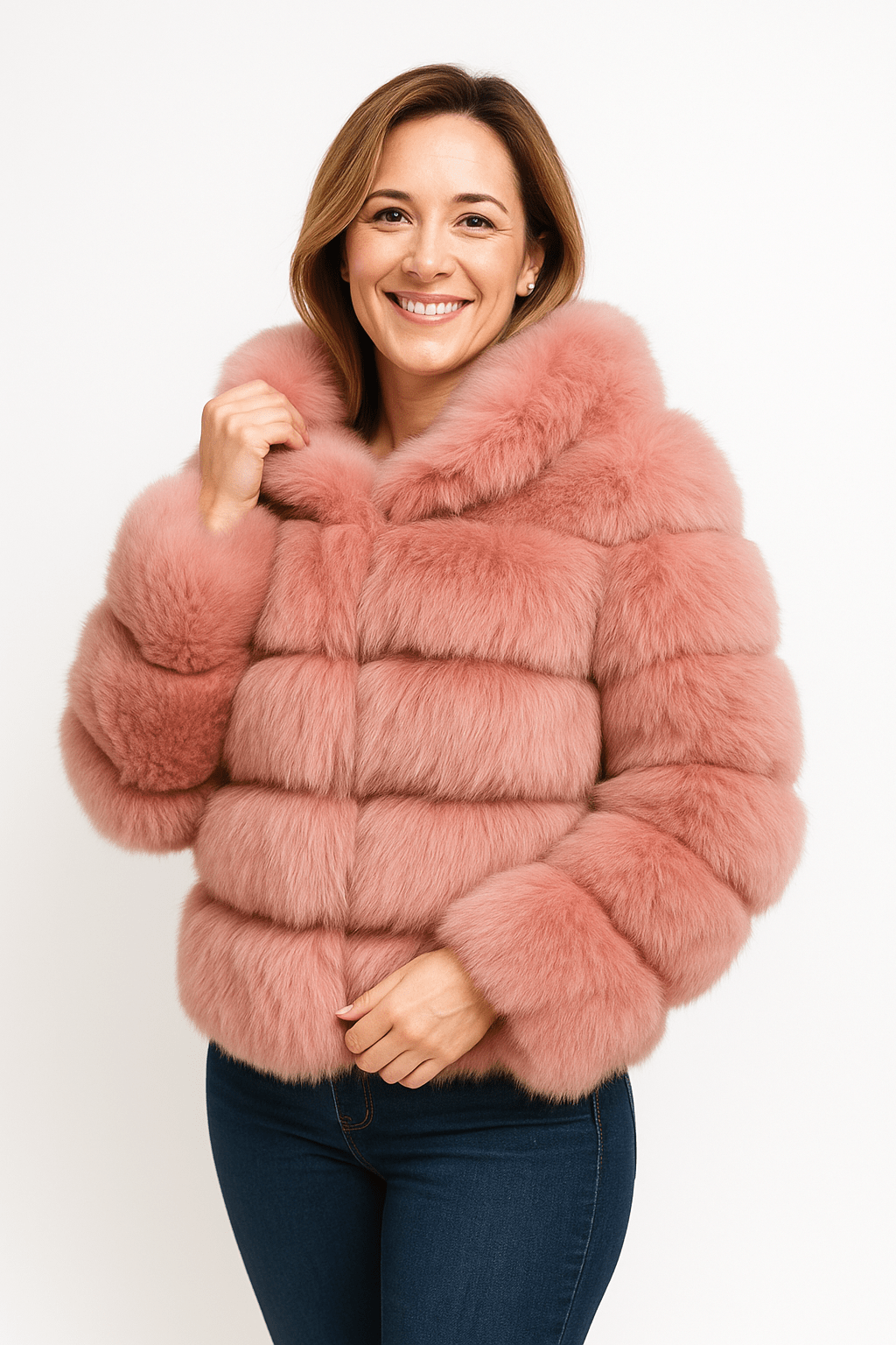 Veste Fourrure Synthétique Élégante Hiver