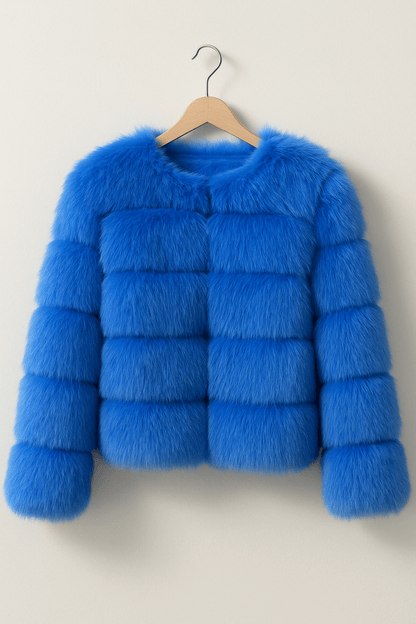 Veste Hivernale Douillette Court Manteau Fourrure Synthétique Féminine