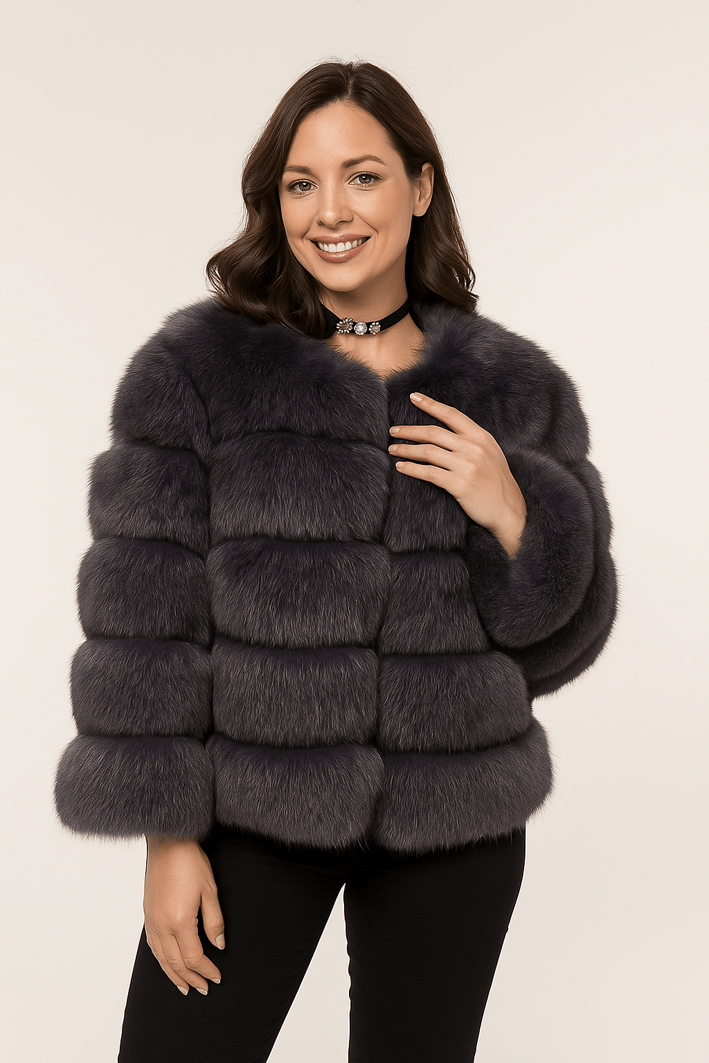 Veste Fourrure Synthétique Élégante Hiver