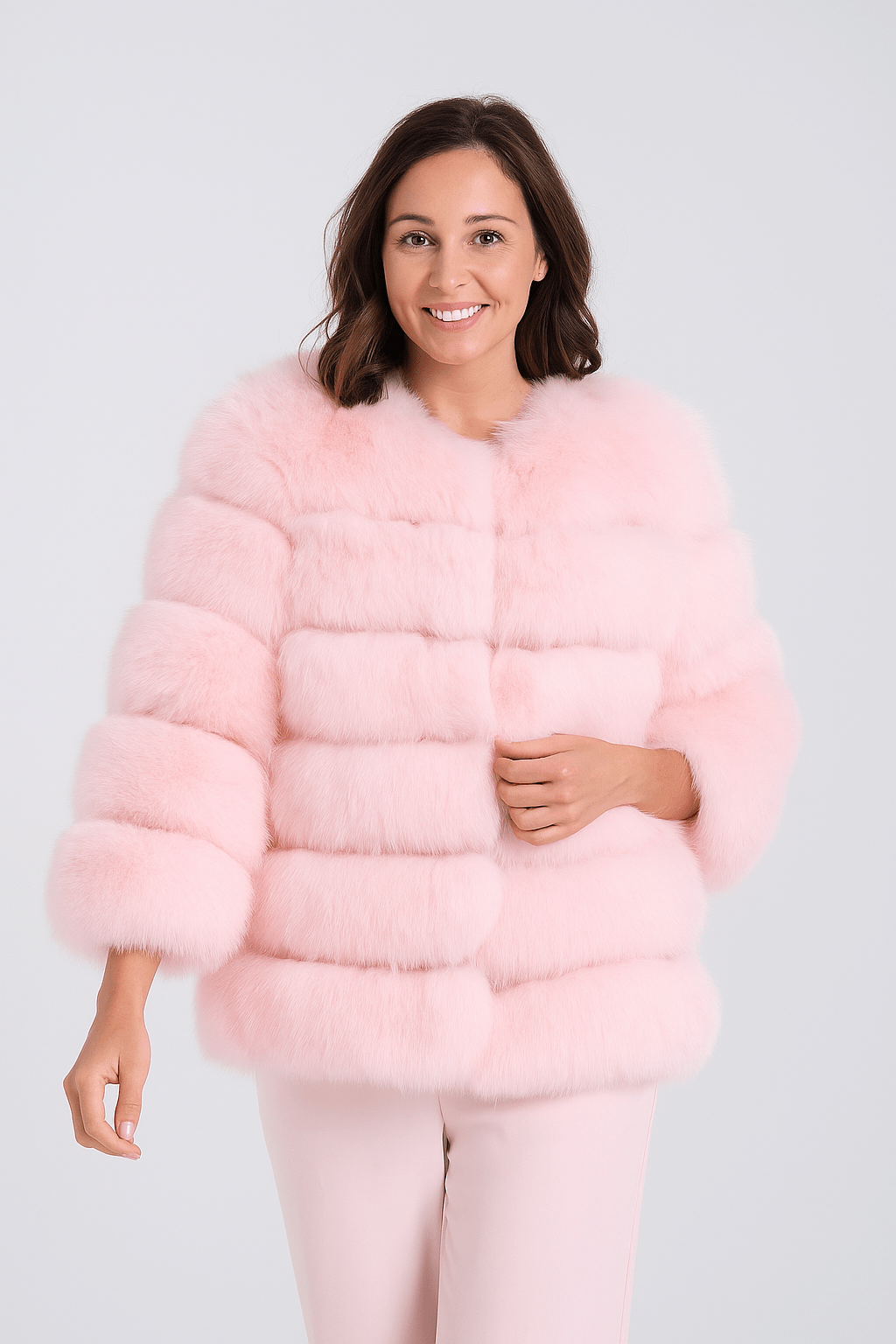 Veste Hivernale Douillette Court Manteau Fourrure Synthétique Féminine