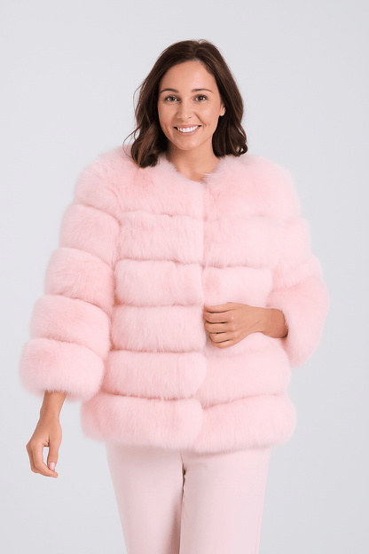 Veste Hivernale Douillette Court Manteau Fourrure Synthétique Féminine