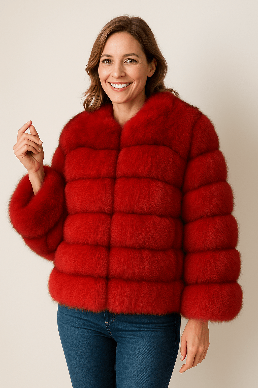 Veste Hivernale Douillette Court Manteau Fourrure Synthétique Féminine