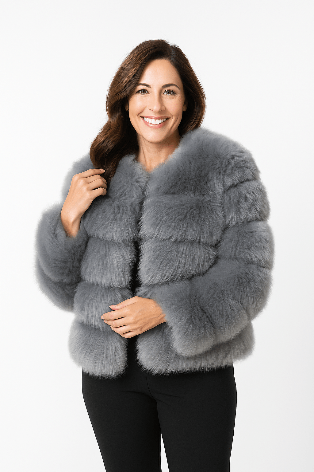 Veste Hivernale Douillette Court Manteau Fourrure Synthétique Féminine