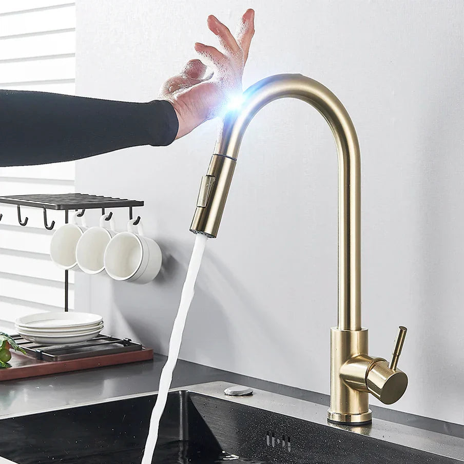 Robinet Cuisine Design Chromé Rétractable