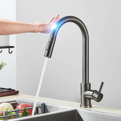 Robinet Cuisine Design Chromé Rétractable