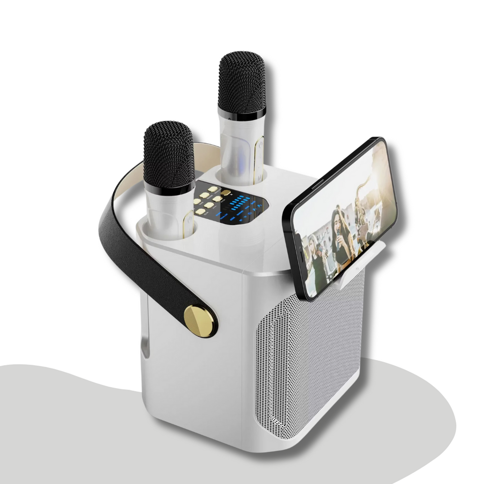 Enceinte Karaoké Nomade avec Micro Double et Support Téléphone