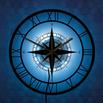Horloge Murale Design avec Compas Intégré