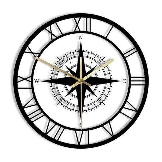 Horloge Murale Design avec Compas Intégré - BlxckFR