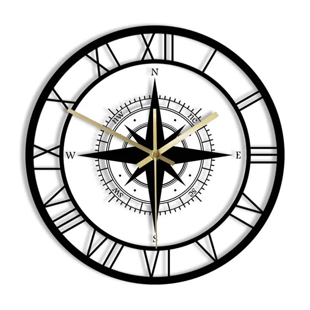 Horloge Murale Design avec Compas Intégré