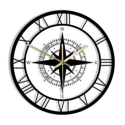 Horloge Murale Design avec Compas Intégré