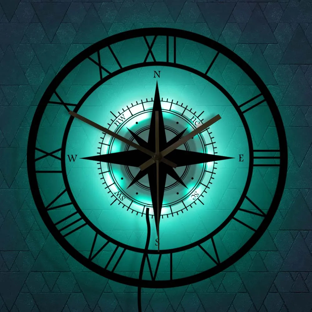 Horloge Murale Design avec Compas Intégré