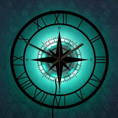 Horloge Murale Design avec Compas Intégré