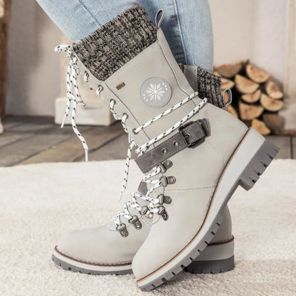 Bottes Hiver Féminines à Lacets avec Semelle Grip