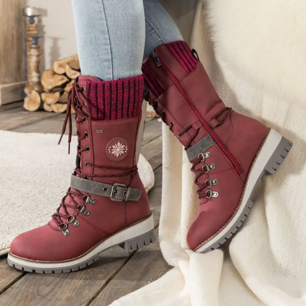 Bottes Hiver Féminines à Lacets avec Semelle Grip