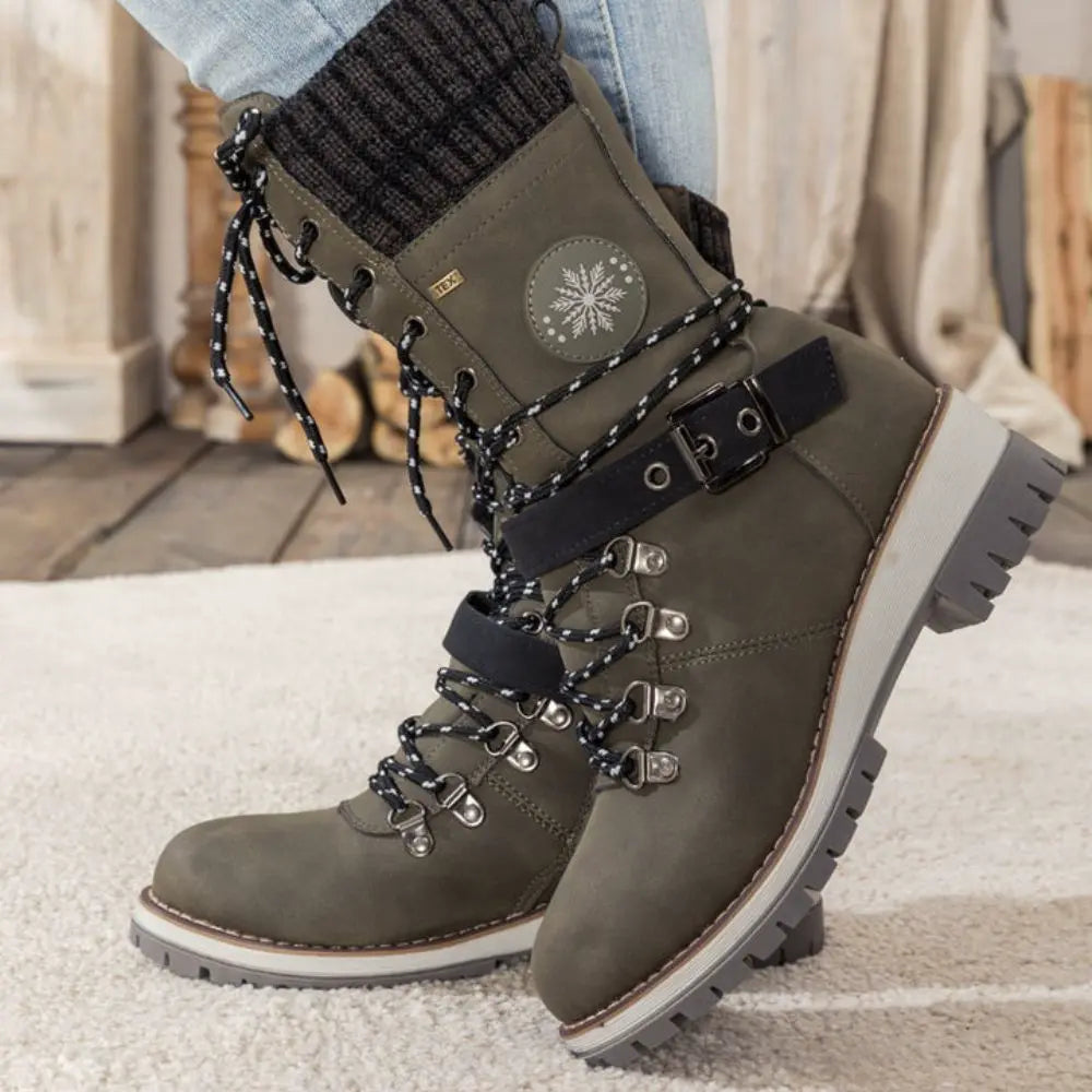 Bottes Hiver Féminines à Lacets avec Semelle Grip