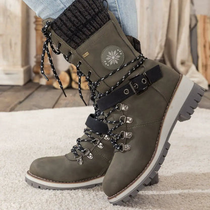 Bottes Hiver Féminines à Lacets avec Semelle Grip