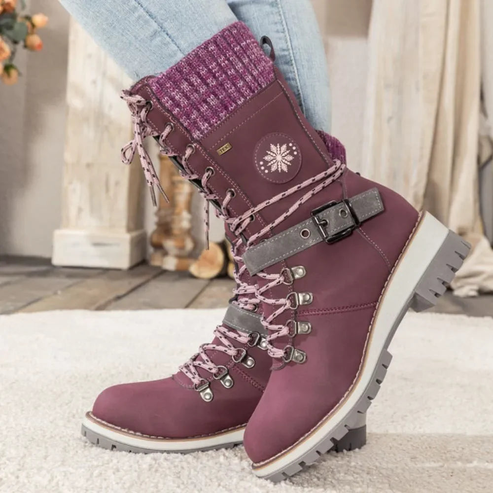 Bottes Hiver Féminines à Lacets avec Semelle Grip