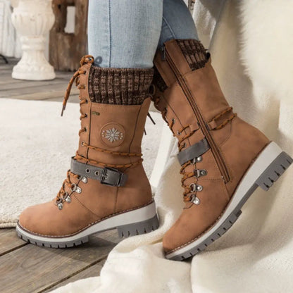 Bottes Hiver Féminines à Lacets avec Semelle Grip