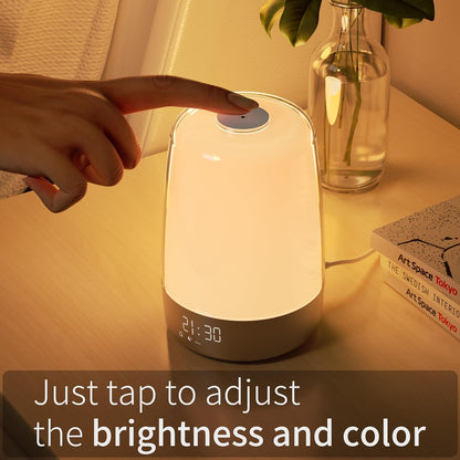 Lampe Réveil Veilleuse Aurora avec Simulateur de Lever et Coucher de Soleil, Sons Naturels, Portable et Rechargeable 4