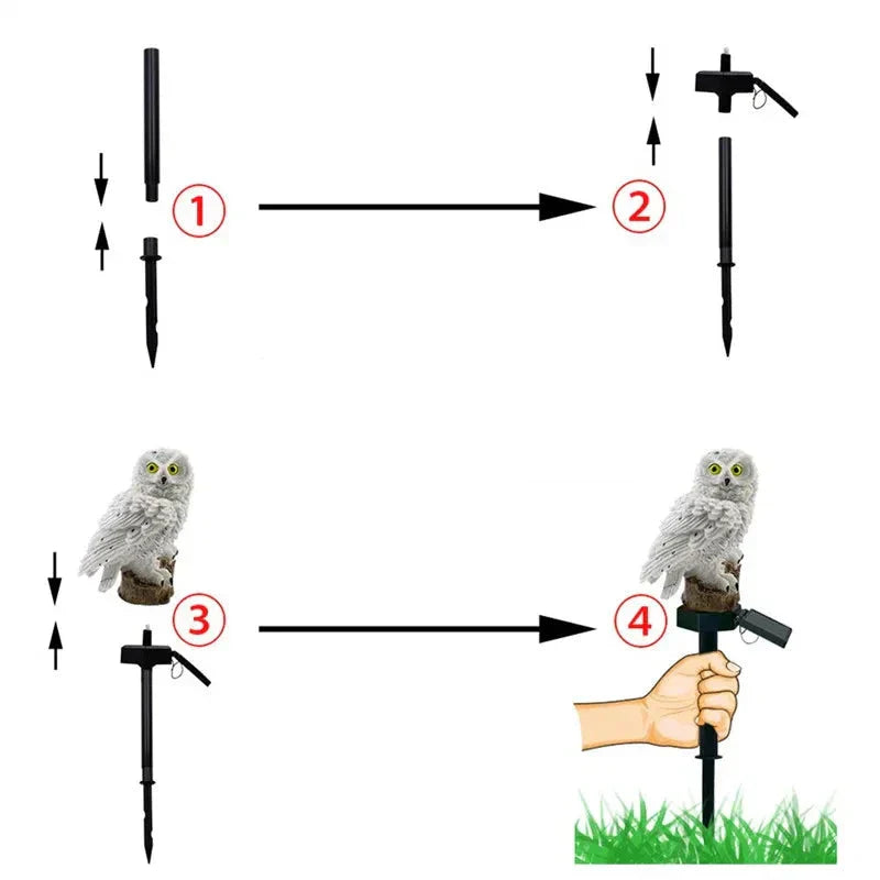 Lampe Solaire Extérieur Hibou Décoratif Éclairage Jardin LED 7
