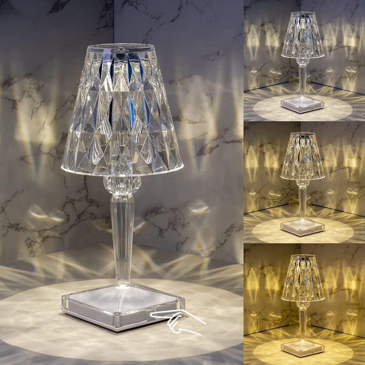 Lampe de Table Rechargeable Sans Fil Design Diamant Moderne 1