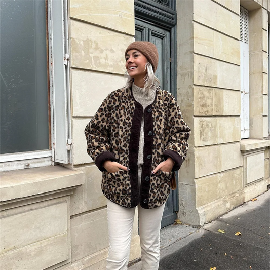 Veste Femme Hiver Élégante Imprimé Léopard - Foivo
