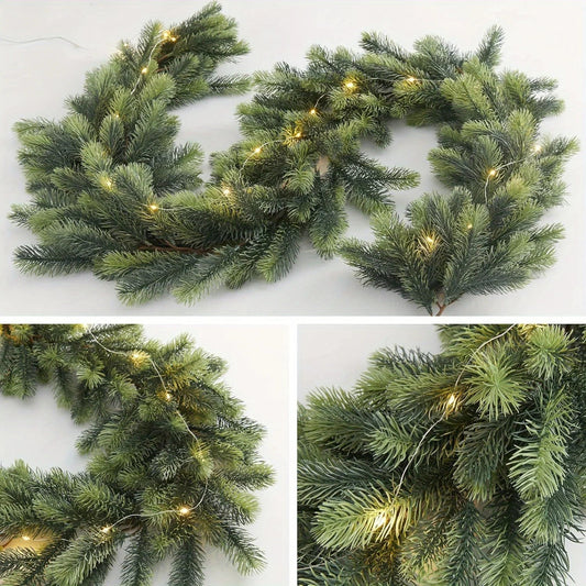 Guirlande de Noël Élégante avec Lumières LED | Décoration Hivernale en Sapin Artificiel - Foivo