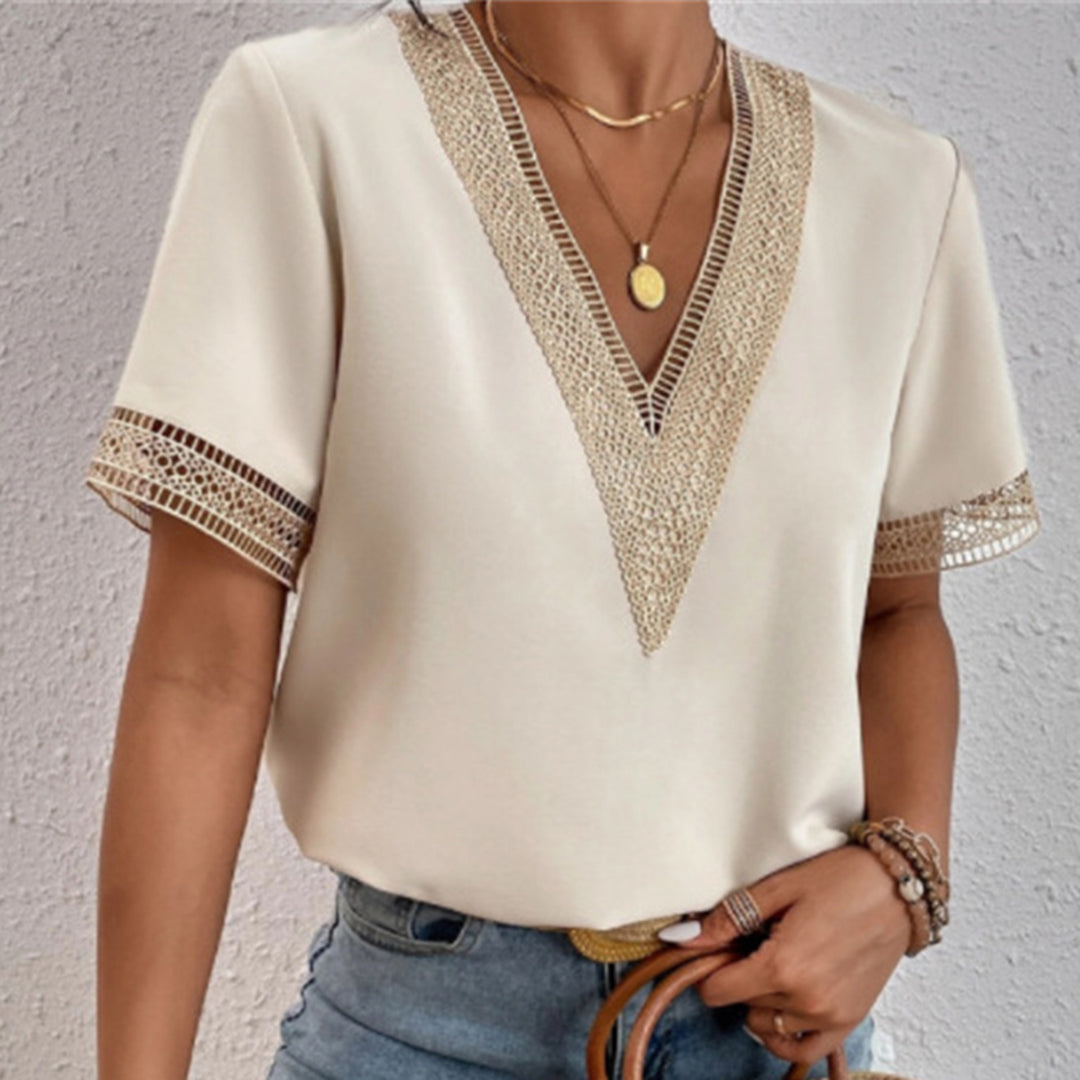 Blouse Féminine Col V Raffinée - BlxckFR
