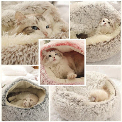 Lit Pour Chat Douillet Avec Coussin Confortable et Design Semi-Fermé 4