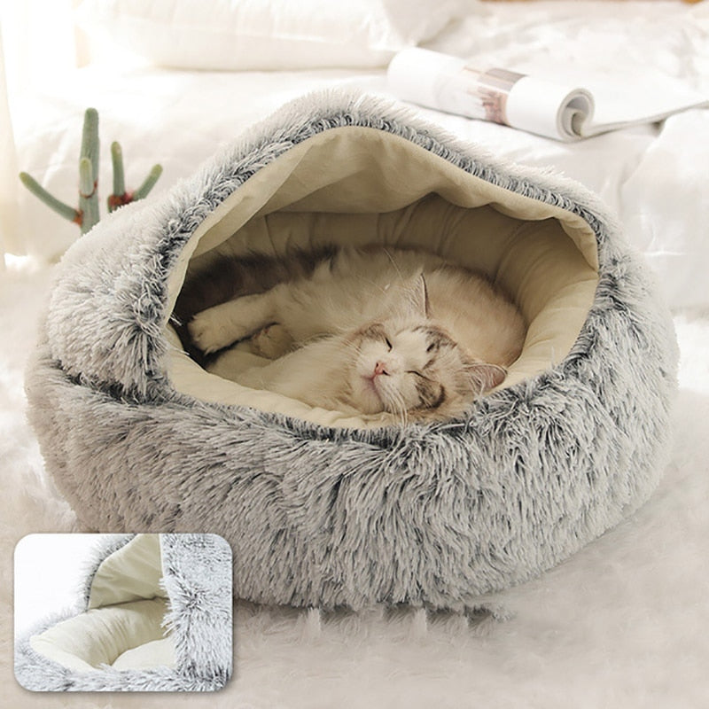 Lit Pour Chat Douillet Avec Coussin Confortable et Design Semi-Fermé 5