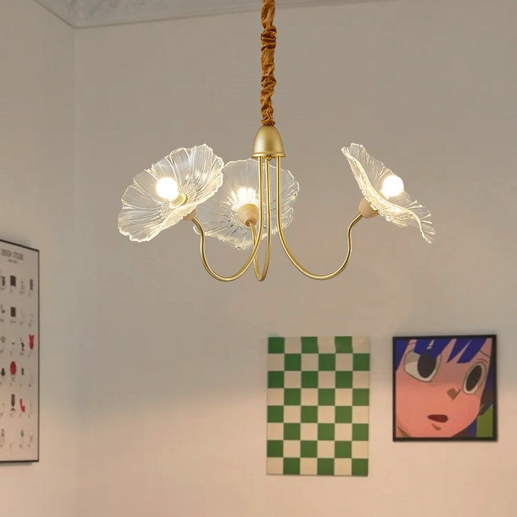 Lustre en Verre Brillant avec Feuilles - Décoration Intérieure Chic