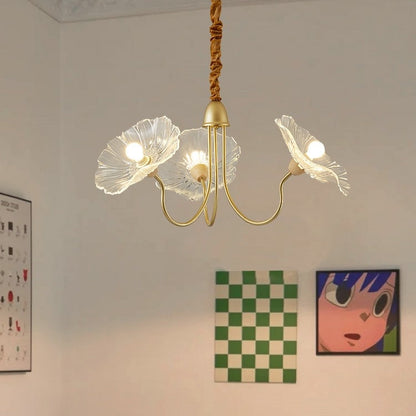 Lustre en Verre Brillant avec Feuilles - Décoration Intérieure Chic