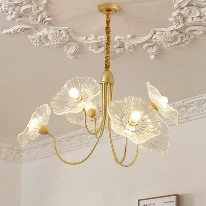 Lustre en Verre Brillant avec Feuilles - Décoration Intérieure Chic