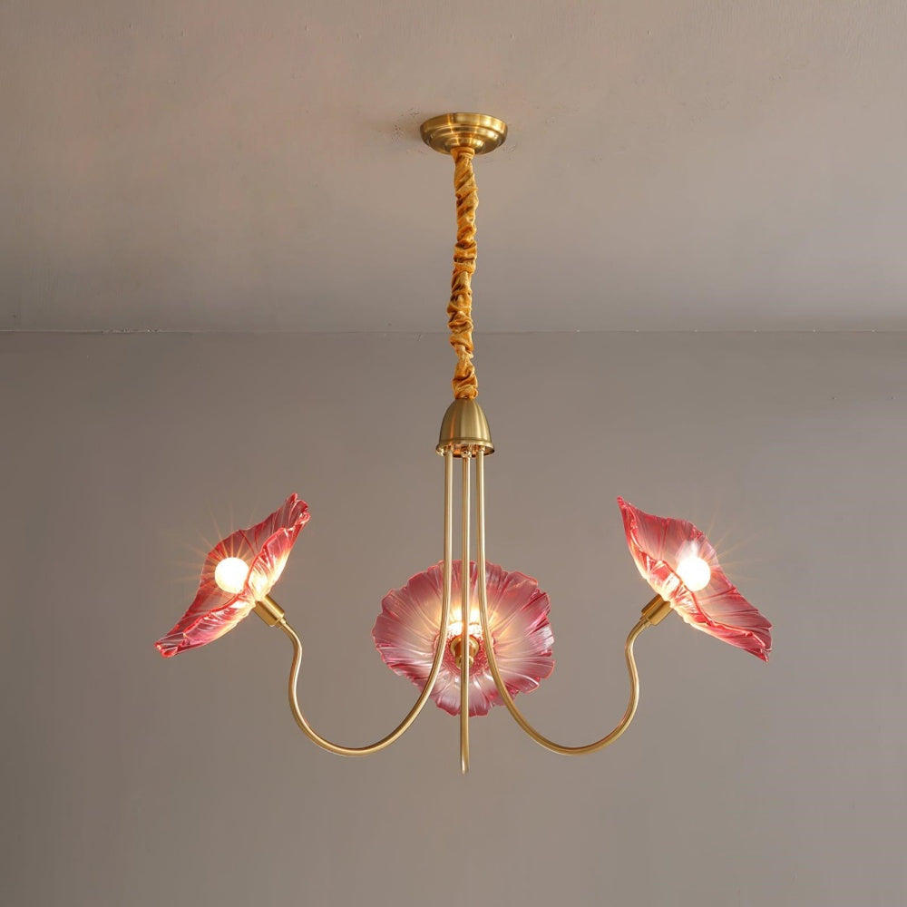 Lustre en Verre Brillant avec Feuilles - Décoration Intérieure Chic