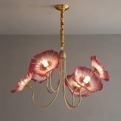 Lustre en Verre Brillant avec Feuilles - Décoration Intérieure Chic