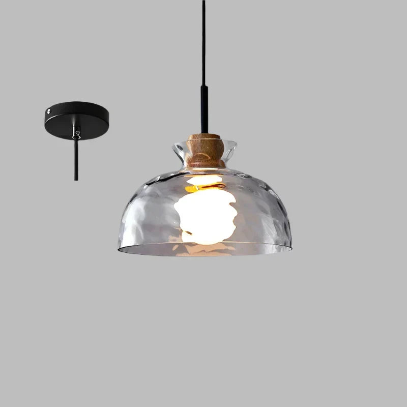 Lustre Moderne Asiatique en Métal avec Verre Élégant, LED Réglable