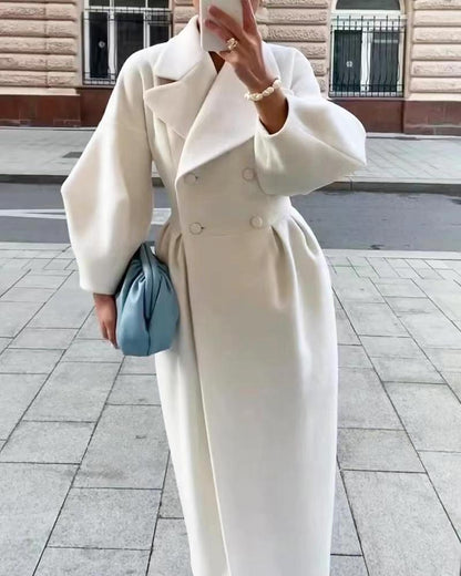 Manteau Femme Élégant en Laine - Classique Hiver avec Col Large - Foivo