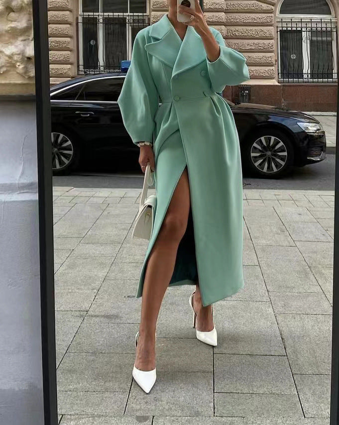 Manteau Femme Élégant en Laine - Classique Hiver avec Col Large