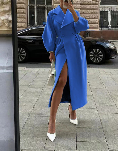 Manteau Femme Élégant en Laine - Classique Hiver avec Col Large