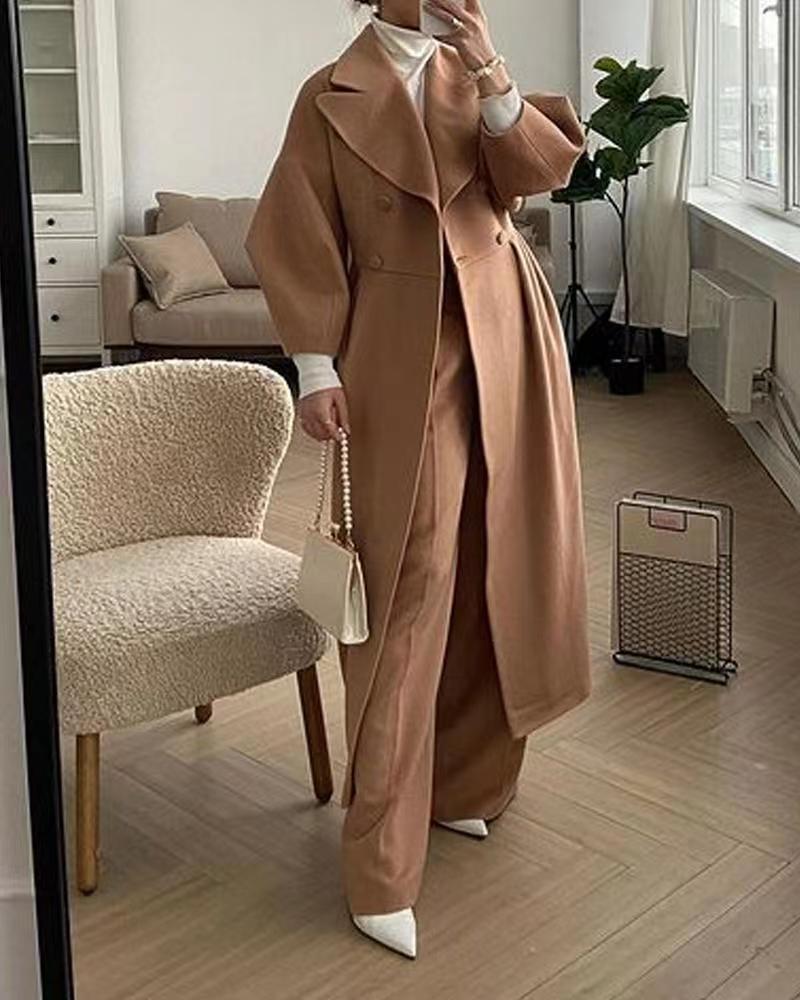 Manteau Femme Élégant en Laine - Classique Hiver avec Col Large
