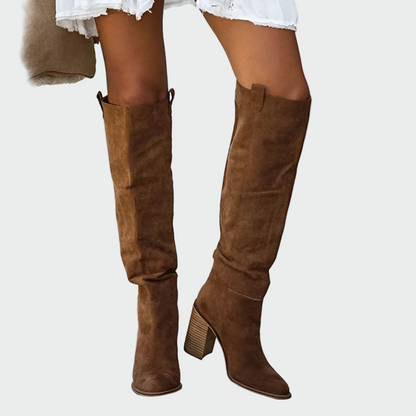 Bottes Femmes Orthopédiques Marron Suede Talon Stable - Style Country Élégant - Foivo
