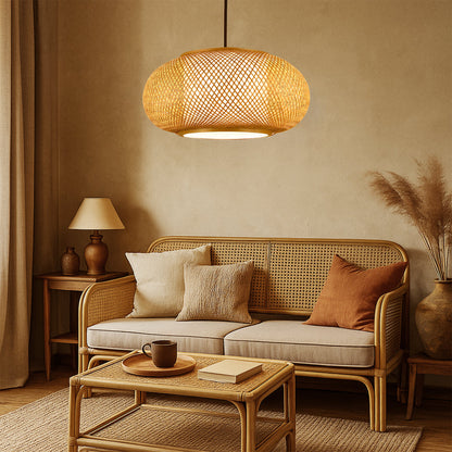 Lampe Suspendue en Bambou Écologique | Éclairage Doux et Chalet de Montagne