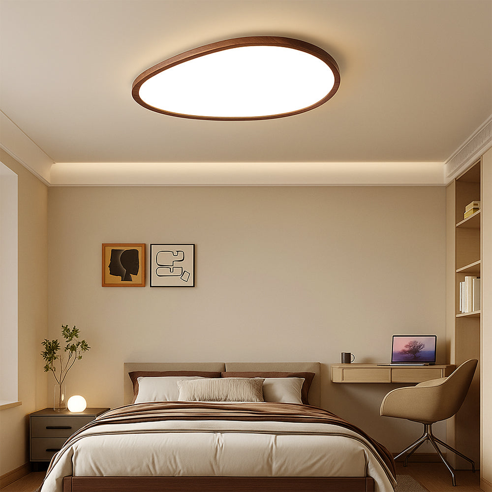 LumiGrain | Refined Ultra Thin Dark Wooden Ceiling Lamp - Foivo